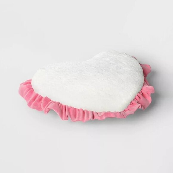 Threshold Oversized Heart Pillow Velvet Shearling‎ Pink/Ivory Valentine's Day - Picture 3 of 7